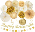 Beige-Gold Happy Retirement Party Decorations Banner Women Men Huglony | 21pcs by Huglony
