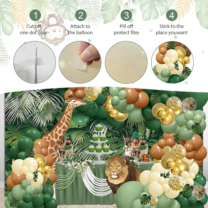 148 pcs Safari Jungle lion Balloon Arch Kit - Image 4