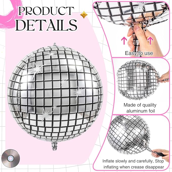 Jenaai 30 Set Round Foil Balloons Bulk 22 Inch 4d Metallic Giant Balloons Set - Image 3