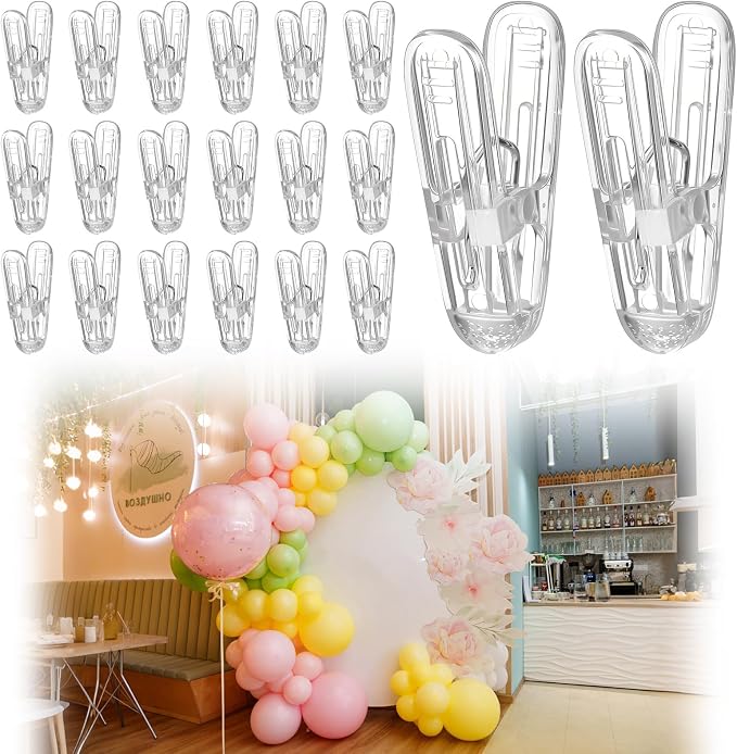 LemonRoad 20 Pack Balloon Arch Clips Plastic Spring Clamps 2.4 Inch Heavy Duty by Unknown