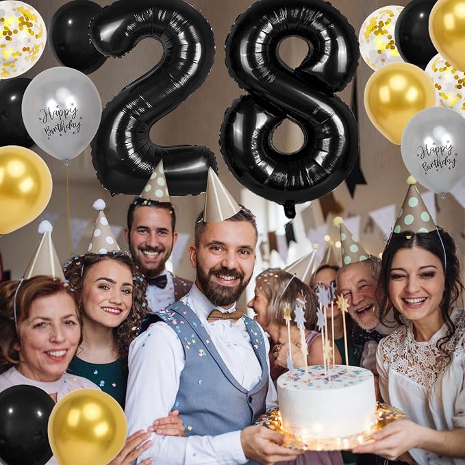 28th Birthday Decorations for Men Women, 40 inch 28 Balloon Numbers - Image 4