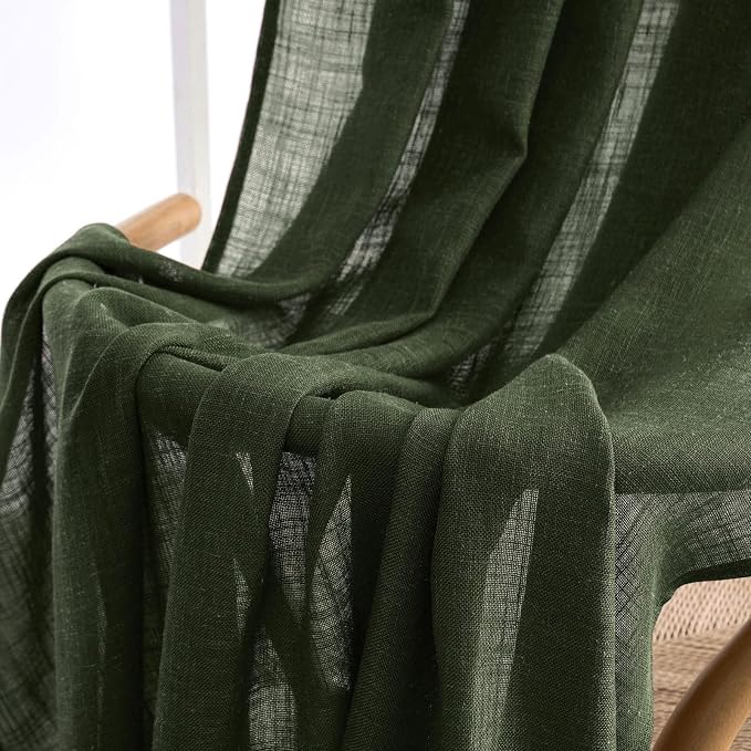 MIULEE Olive Green Linen Curtains 52x96 Inch Long - Image 6