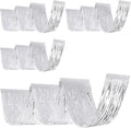 4 Pcs 15ft Silver Metallic Foil Ceiling Fringe Curtains, Party Decor Fringe by Breling