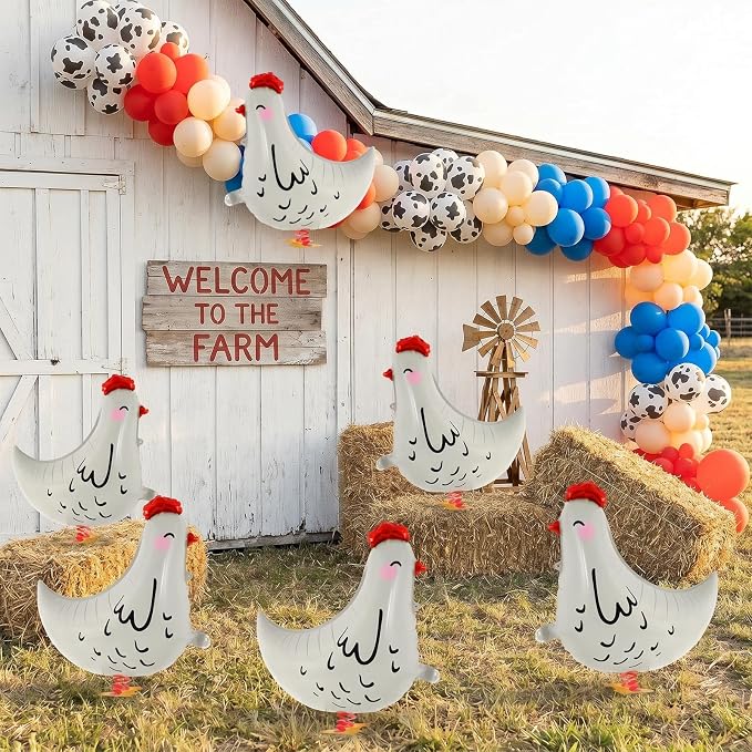 6 Pcs Walking Chicken Balloons, 20 Inch Chickens Foil Balloons - Image 6