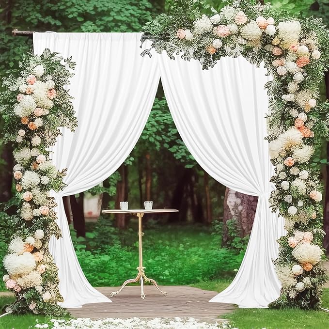 10 feet x 10 feet White Backdrop Curtains Valentine's Day Birthday Party - Image 2