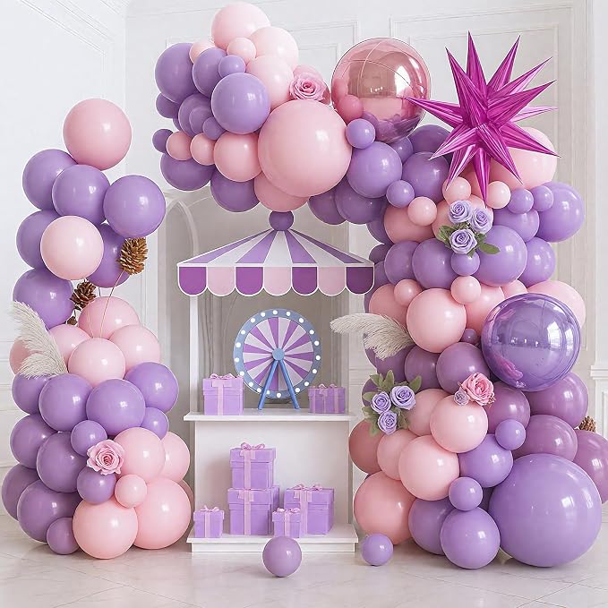 Pastel Pink Purple Balloon Arch Garland Kit - Image 5
