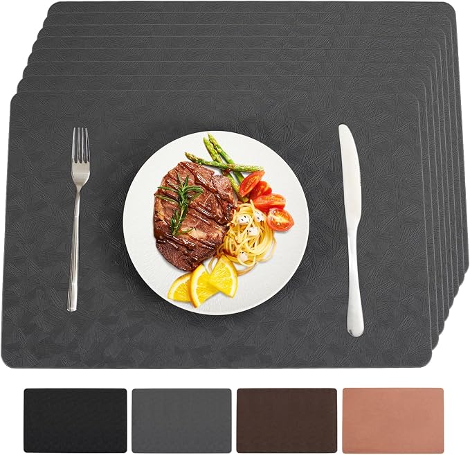 Vinyl Placemats Set of 8 Heat Resistant Easy Clean Non-Slip Place Mats by BxzanDya-LifeSmartMaker