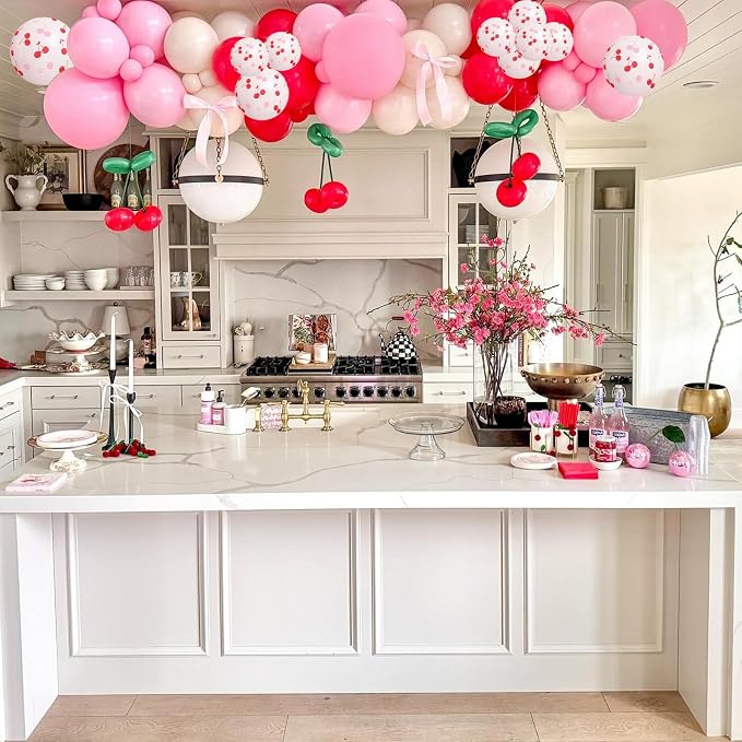Cherry Balloons, 12 Inch Red and Pink Balloons Cherry on Top Balloon Pastel - Image 8