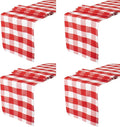 ShinyBeauty Red and White Checkered Table Runner, 108 Inches Long, 4 Packs | by ShinyBeauty