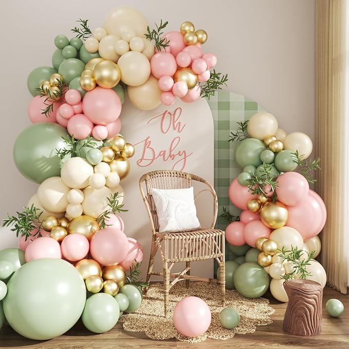 Pink and Green Gold Balloon Arch Kit by CROSSFINGERS