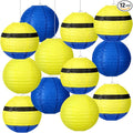 Baquler 12 Pcs Blue and Yellow Paper Lanterns Party Decorations, 8 Inch Round by Baquler