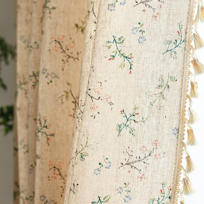 Sutuo Home Florals Boho Farmhouse Curtains, Semi-Blackout Drape Bohemian Window - Image 4