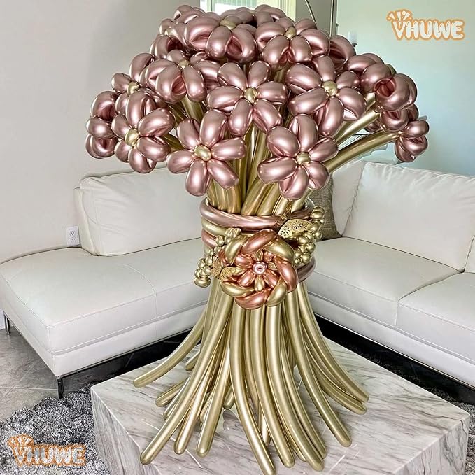 260 Balloons Metallic Gold, Thickened 100 Pack Long Balloons Twisting Skinny - Image 6