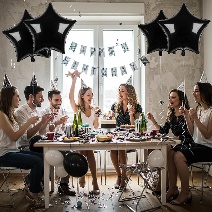 TONIFUL 15 Pcs Star Shaped Balloons 18 Inch Large Black Foil Balloons | Big - Image 4