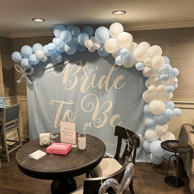 Pastel Blue and White Balloons, 12 Inch 35PCS Light Baby Blue Pearl White - Image 5