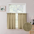 Tollpiz Short Linen Tier Curtains Rod Pocket Semi Sheer Half Kitchen Curtain by Tollpiz