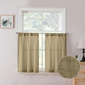 Tollpiz Linen Tier Curtain Rod Pocket Semi Sheer Half Kitchen Curtains Burlap by Tollpiz