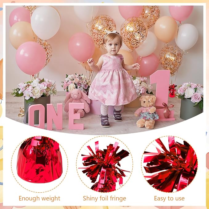 8 Pcs Red Metallic Balloon Weights Holder Anchors Balloon Holder Weights - Image 3