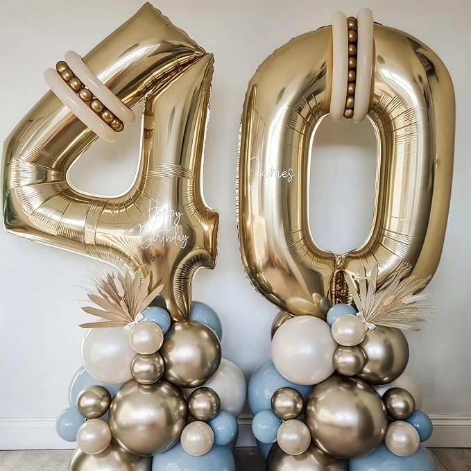 Champagne Gold 17 Balloon Number, 40 Inch Light Gold 17 Balloons Big Foil Mylar - Image 2