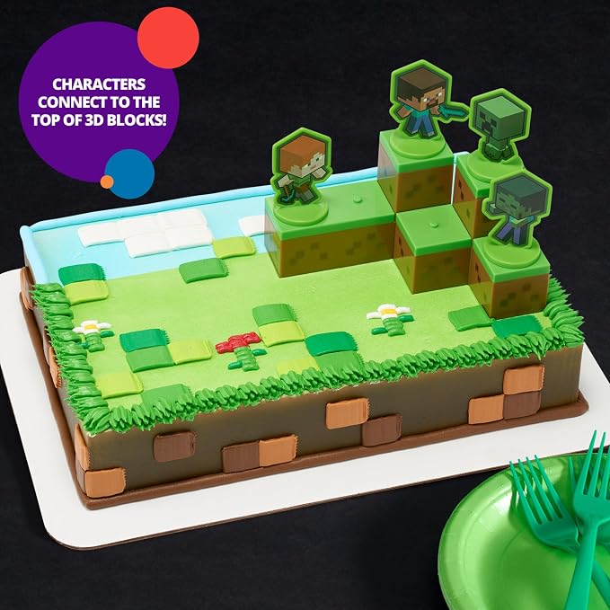 DecoSet® Mobs Beware Minecraft Cake Topper, 6-Piece Stackable Cake Decoration - Image 3