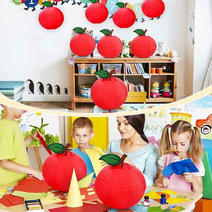 12 Pcs 10 Inch Back to School Decoration Red Apple Orchard Theme Hanging Paper - Image 7