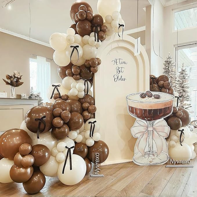 Espresso A Tini Bit Older Balloons Garland Arch Kit | 136Pcs Martini Birthday by Nyvrexo