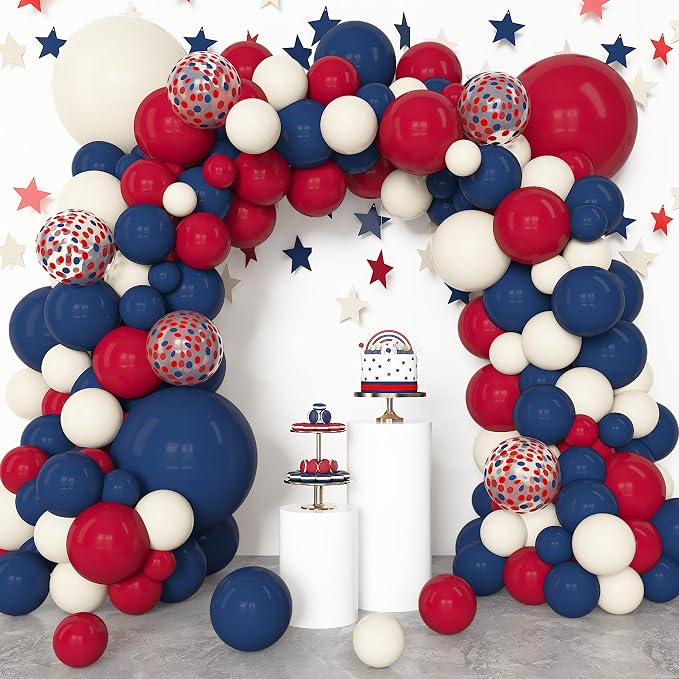 Amandir 153Pcs Red White Blue Balloon Arch Kit, Different Sizes 18 12 10 5 Inch - Image 2