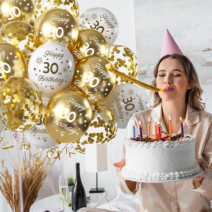 White Gold 70th Birthday Balloons Pack of 15 Men Women Happy 70th Birthday - Image 3