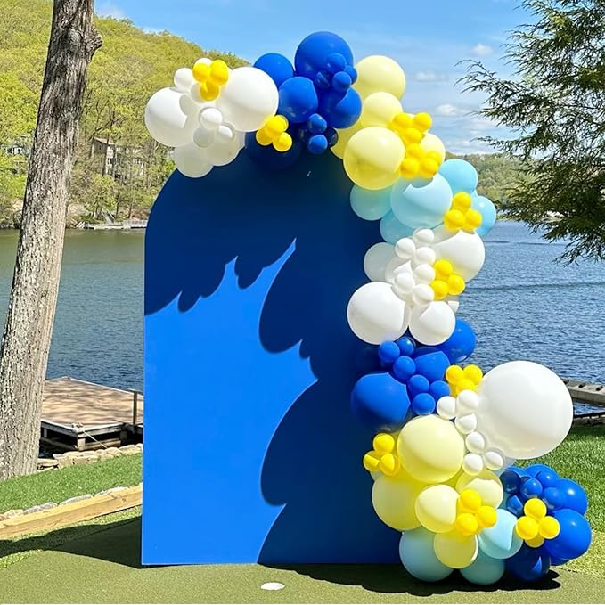 Yellow Blue Balloons, Dark Blue Gold Confetti Latex Balloon Helium - Image 5