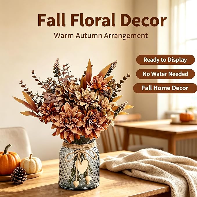 Leftover Faux Flowers in Vase, Silk Artificial Flower Arrangements, Rustic - Image 3