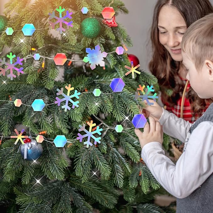 52 Ft Snowflake Garland Decorations Kit, Holographic Twinkle Little Garlands - Image 5