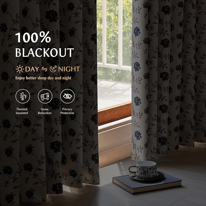 Beauoop Floral 100% Blackout Curtains - Image 2