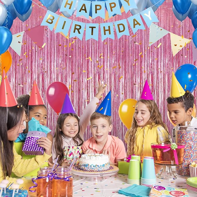 5 Pack 3.3 x 9.9 ft Holographic Bright Pink Streamers Party Decorations | Foil - Image 5