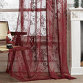 Burgundy Lace Curtains 54 Inch Length 2 Panels Romantic Floral Curtains by SEEKRIGHTHomeDecor