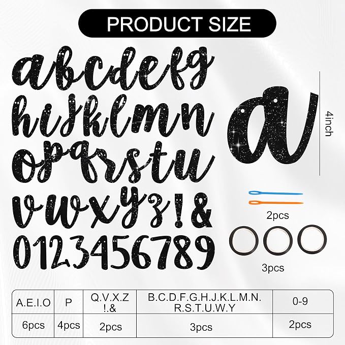 BEISHIDA Glitter Black 116 PCS A-Z DIY Letter Banner Kit Make Your Own - Image 2