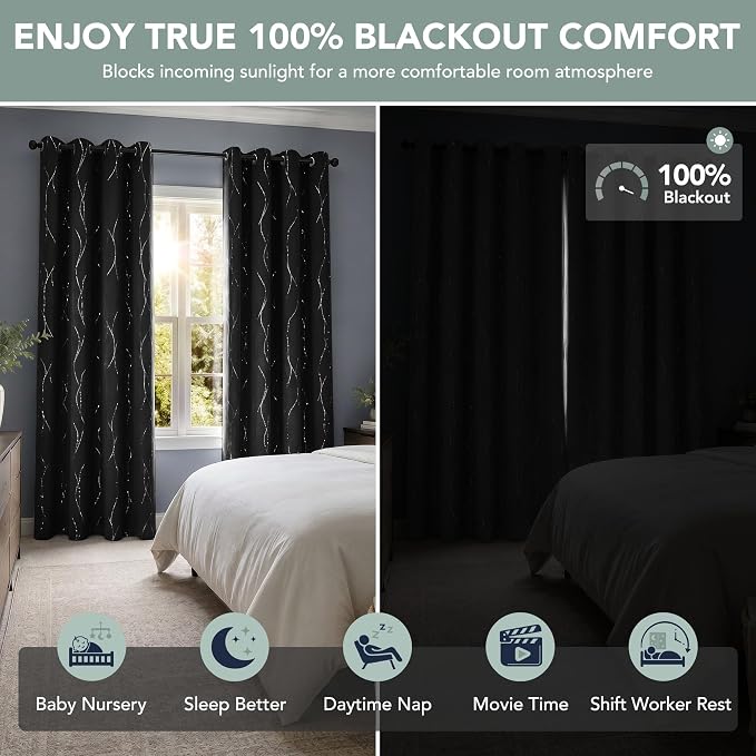 Deconovo 100% Blackout Living Room Curtains 95 Inches Long, Thermal Insulated - Image 2