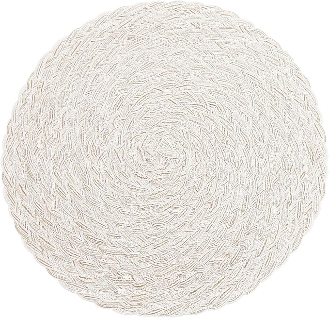 SHACOS Round Braided Placemats 15 inch Set of 6 Boho Thick Washable Kitchen by SHACOS