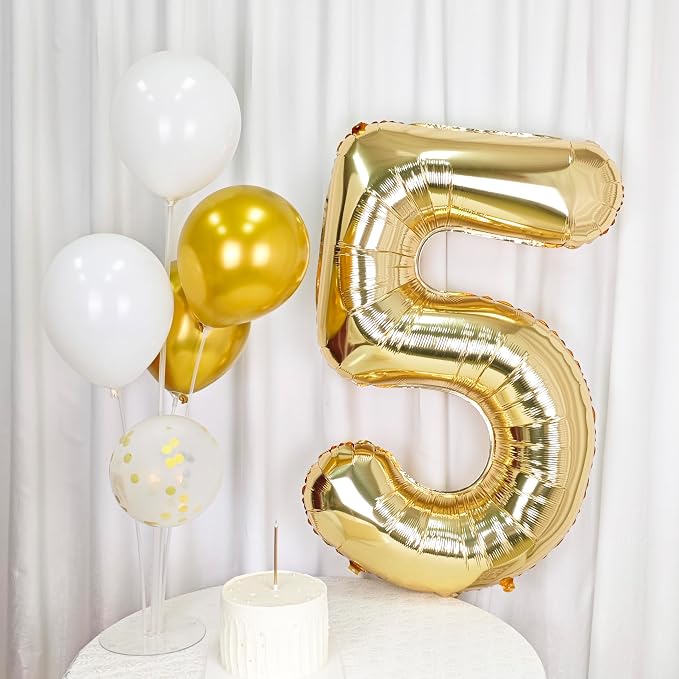 40 Inch Light Gold 1 Number Balloons Large Champagne Gold Number | White Gold - Image 5