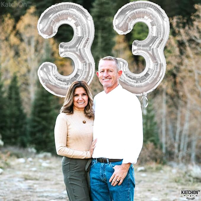 KatchOn 33 Balloon Numbers Silver 40 Inch, 33 Birthday Decorations | 33 number - Image 5