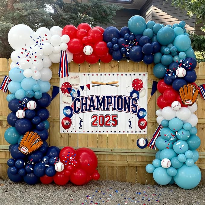 Red White Blue Balloons for Baseball Birthday Party Decorations | 60Pcs 12Inch - Image 3