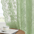 Sage Green Lace Curtains 72 Inches Long 2 Panels Country Vintage Sheer Lace by FOLKSIDEHomeDecoration