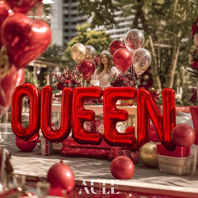 AULE 40 Inch Red E Balloon Letter Foil A-Z Birthday Big Alphabet | Birthday - Image 4
