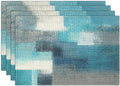 Emvency Farmhouse Placemats Set of 4, 12x18 Inch Modern Teal and Grey Abstract by Emvency