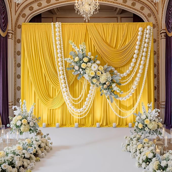 40ftx10ft Wrinkle Free Yellow Backdrop Curtains - Image 3