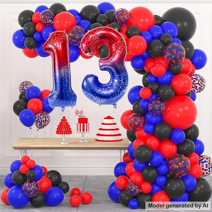 40 Inch Spider Theme Number Foil Balloons, Large Number 13 Balloons - Image 8