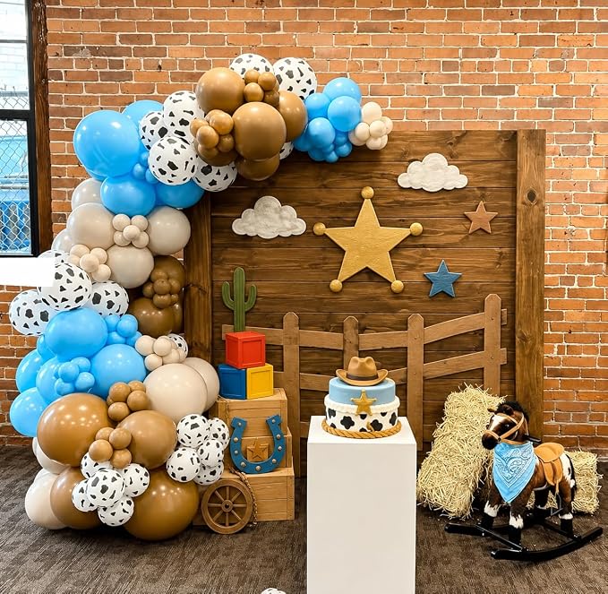 HILAVO Cow Print Balloons, 12Inch Light Blue Brown Sand White Cow Balloons | - Image 4