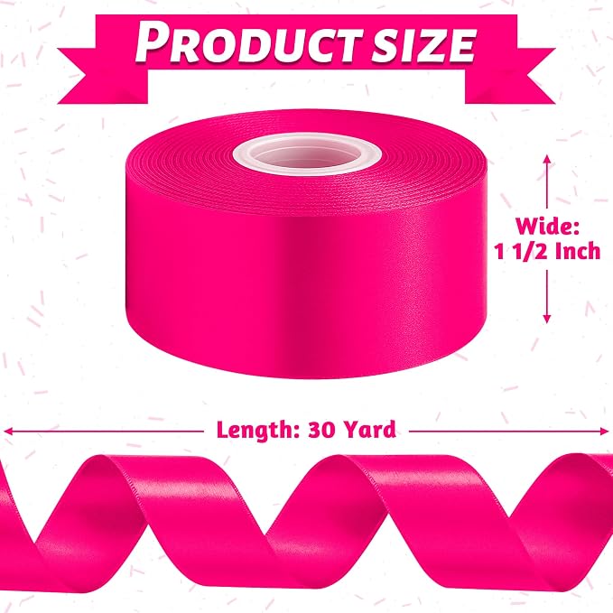 1 1/2In 30Yards Rose Red Ribbon - Image 2