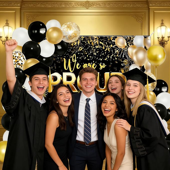 55 PCS We Are So Proud of You Party Kit – 6x4ft Graduation Banner Backdrop - Image 5