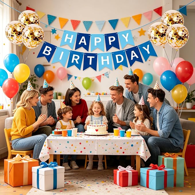 Happy Birthday Banner Sign Bunting Hanging Decorations - Image 3