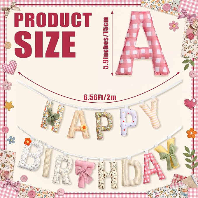 Pre-strung Happy Birthday Banner Sign Reusable Felt Happy Birthday Garland - Image 2